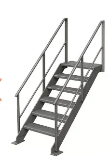 Escalier en acier droit gris anthracite